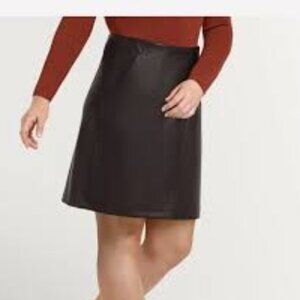 Reitmans Sleek Black Faux Leather Midi Skirt
